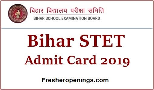 Bihar STET 2019 Admit Card