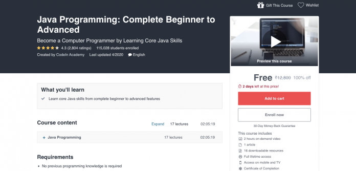 Free Java Programming Course