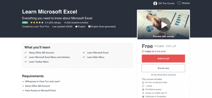 Free Microsoft Excel Course