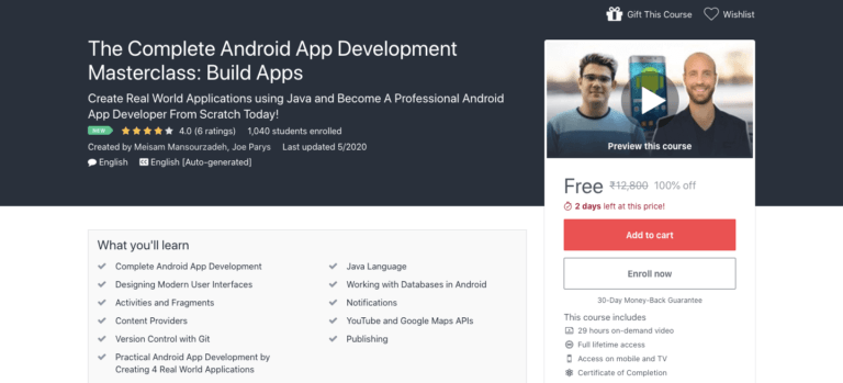 Free Android App Development Course
