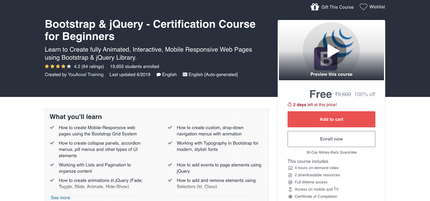 Free Bootstrap & jQuery Course
