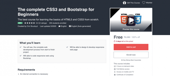 Free CSS3 and Bootstrap Course