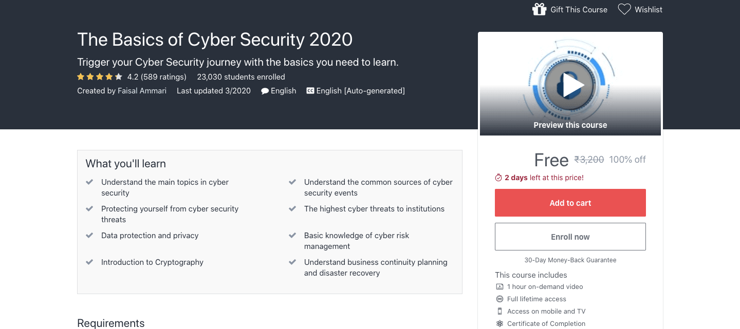 Free Cyber Security Course 2020