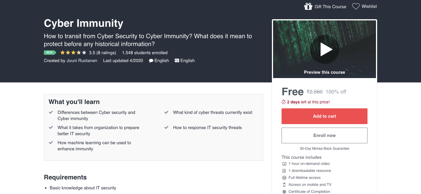 Free Cyber Immunity Course