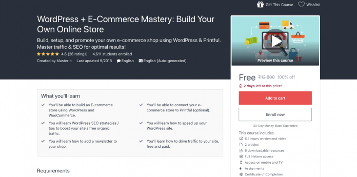 Free WordPress E-Commerce Master Course