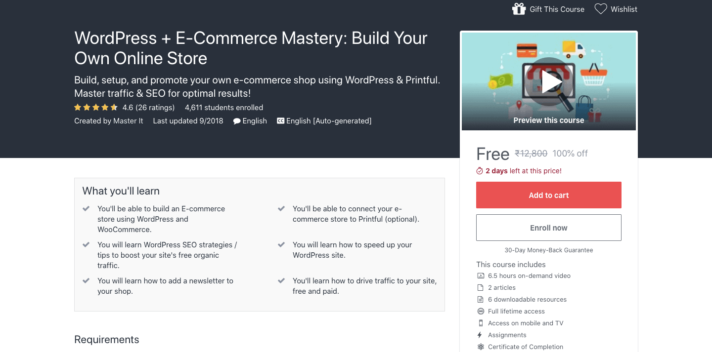 Free WordPress E-Commerce Master Course