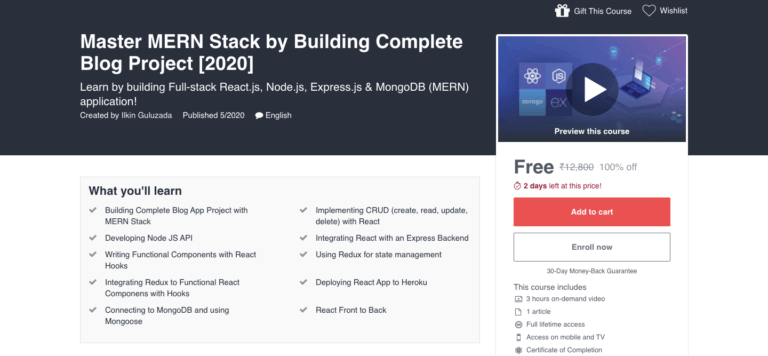 Free Mern Stack Course Udemy