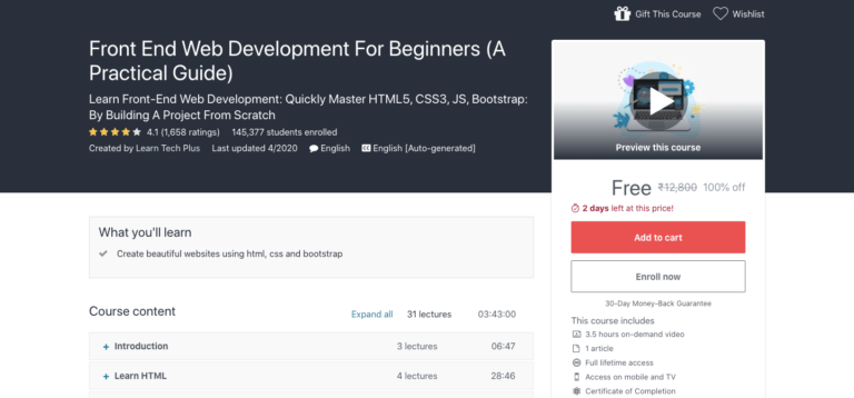 Front End Web Development Course
