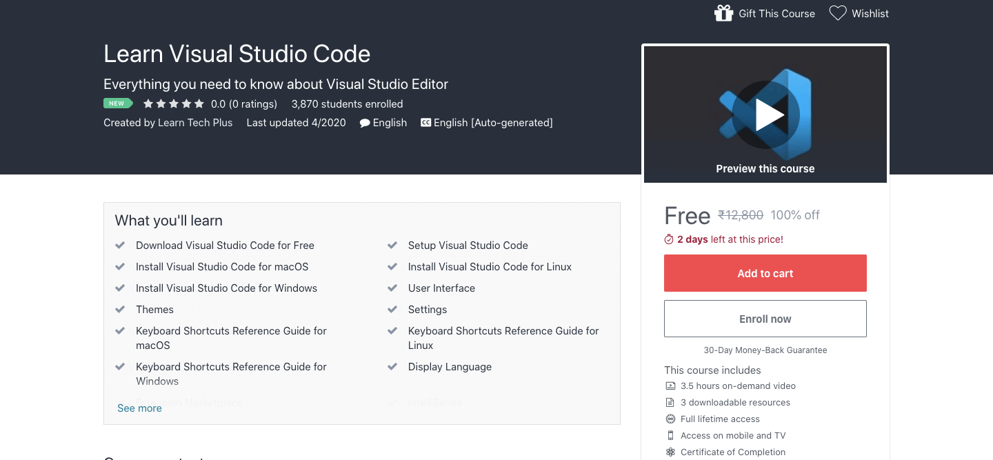 Free Visual Studio Course | Visual Code | 100% Free Certification Course |