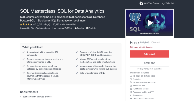 SQL Free Certification Course