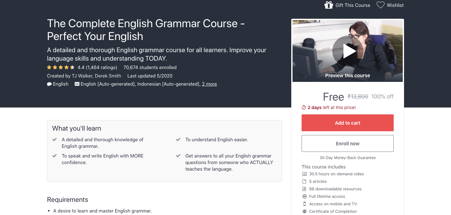 Free English Grammar Course