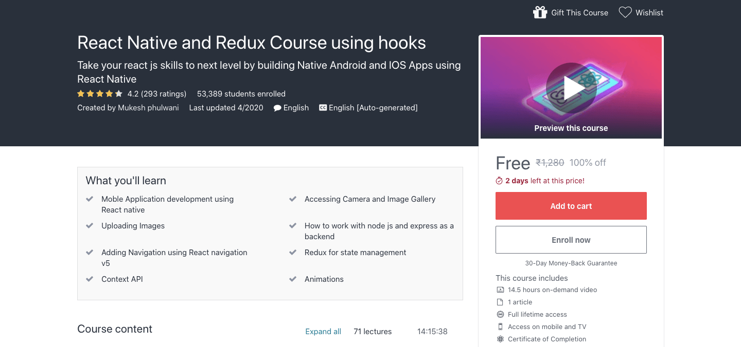 Free React Native Course